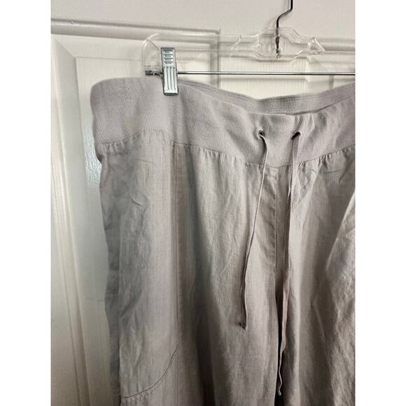 Eileen Fisher Tan Organic Linen Elastic Waist Drawstring Crop Pants Size XL - Picture 3 of 6